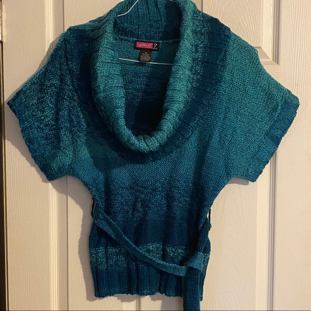 Turquoise Wide Neck Sweater - Medium - Say What